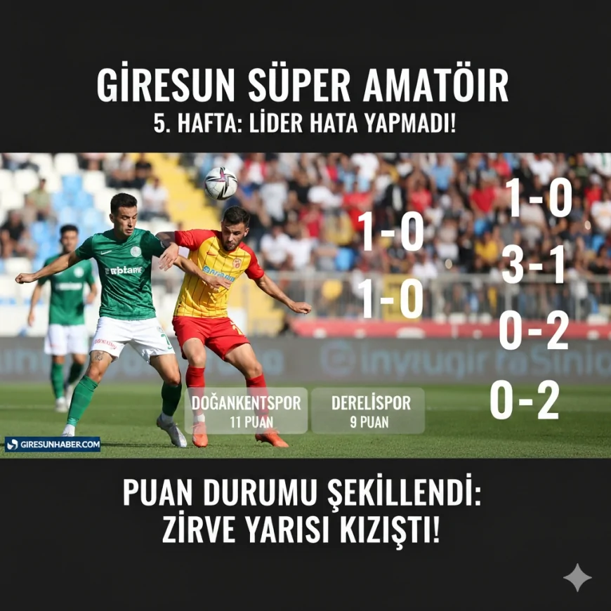 Giresun Süper Amatör'de 5. Hafta Sonuçları ve Puan Durumu