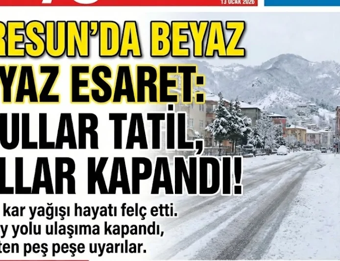 Giresun'da Beyaz Esaret: Okullar Tatil Edildi, 367 Köy Yolu Kapandı!