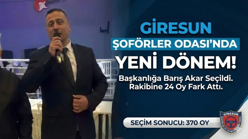 Giresun Şoförler ve Otomobilciler Odası’nda Yeni Dönem: Başkanlığa Barış Akar Seçildi